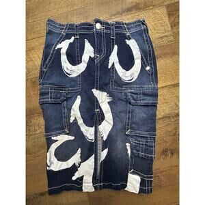 True Religion Cargo Midi Skirt Size 27 Y2K Indie Sleaze Utility Logo 30x26